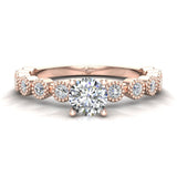 Milgrain Diamond Engagement Round Diamond Ring 14K Gold 0.70 ct-I,I1 - Rose Gold