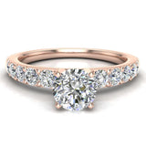 Diamond Engagement Ring with Accent Diamond 18k Gold 0.85 ct-G,VS - Rose Gold