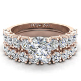Trellis Round Diamond Wedding Ring Set 2.05 ctw 18K Gold (G,SI) - Rose Gold