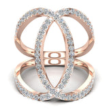0.66 Ct Marquise Twirl Elongated Knuckle Cocktail Ring 14K Gold (G,SI) - Rose Gold