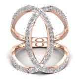 0.66 Ct Marquise Twirl Elongated Knuckle Cocktail Ring 18K Gold (G,VS) - Rose Gold
