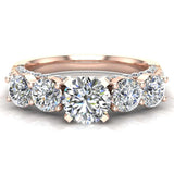 1.94 Ct Five Stone Diamond Wedding Ring 14K Gold (G,SI) - Rose Gold