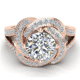 Diamond Knot Halo Engagement Ring 14K Gold 1.34 ct tw-G,SI - Rose Gold