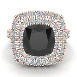 Cushion cut engagement rings women Black diamond halo 3 ctw I1 - Rose Gold
