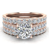 Accented Diamond Solitaire Wedding Ring Set with Band 1.90 ct 14K Gold-G,SI - Rose Gold