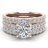 Accented Diamond Solitaire Wedding Ring Set with Band 1.90 ct 18K Gold-G,VS - Rose Gold