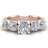 1.94 Ct Five Stone Diamond Wedding Ring 14K Gold (I,I1) - Rose Gold