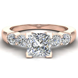 Princess  Diamond Engagement Ring for Women 5-stone Ring 14K Gold-G,VS2 - Rose Gold