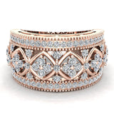Cocktail Diamond Ring Filigree Style 14K Gold 0.95 ct tw Glitz Design (I,I1) - Rose Gold