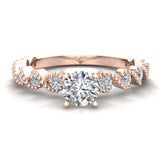 0.70 Ct Milgrain Diamond Engagement Ring for Women Ocean Wave Ripple 18K Gold G VS - Rose Gold