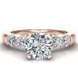 Diamond Engagement Ring Shoulder Accent Diamonds 14K Gold-G,I2 - Rose Gold
