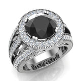 Black engagement ring Real diamond accents 14K Gold 4.56 ctw SI - White Gold
