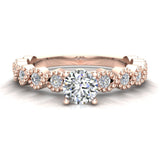 18K Gold Evil Eye Engagement Ring Round Cut Diamond 0.65 carat-VS - Rose Gold
