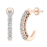 18K Gold Diamond Huggie Earrings For Women-G, VS - Rose Gold