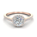 0.90 ct tw Round Brilliant Diamond Dainty Halo Engagement Ring 14K Gold (G,VS) - Rose Gold