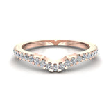 Diamond Wedding Band -Three stone Split Shank Ring 14K Gold 0.25 ct VS - Rose Gold