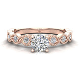 Milgrain Round Diamond Engagement Ring Luscious Marquise Design 14K Gold 0.60 ct-I,I1 - Rose Gold