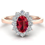 July Birthstone Ruby Oval 14K Gold Diamond Ring 0.80 ct tw - Rose Gold