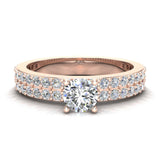 Two-Row Diamond Engagement Rings 14K Gold 1.18 carat SI Glitz Design - Rose Gold
