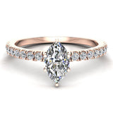 Marquise Solitaire Petite Diamond Engagement Rings 14K Gold 0.65 ct-I,I1 - Rose Gold