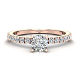 Exquisite French Pave Set Round Diamond Engagement Ring 14K Gold 0.75 ct-I,I1 - Rose Gold