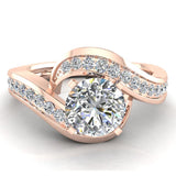 1.00 ct Solitaire Diamond Engagement Rings Intertwined Loop 14K Gold-G,VS - Rose Gold