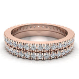 Exquisite Stacking Diamond Eternity Wedding Bands 0.86 ct 18K Gold-G,SI - Rose Gold