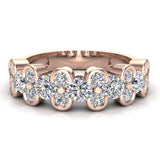 1.00 Ct Diamond Anniversary Band with Bezel Setting Ring 14k Gold (G,SI) - Rose Gold