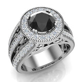 7.30 MM Black Diamond Engagement Ring 14K Gold 2.80 carat-G,SI - White Gold
