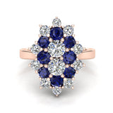 September Birthstone Sapphire 18K Gold Diamond Ring 2.65 ct tw - Rose Gold