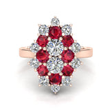 July Birthstone Ruby 18K Gold Diamond Ring 2.65 ct tw - Rose Gold