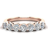 1.00 cttw 7 Stone Diamond Wedding Band Ring 14K Gold (G,SI) - Rose Gold