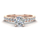 Round Brilliant Diamond Engagement Rings Euro Shank 14K Gold 1.28 ct-I1 - Rose Gold