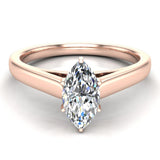 Marquise Cut Earth-mined Diamond Engagement Ring 14k Gold (G,I1) - Rose Gold