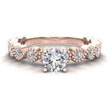 Milgrain Engagement Ring Round Brilliant Diamond 14K Gold 0.75-ct I1 - Rose Gold