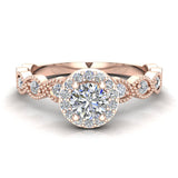 Round brilliant Halo Diamond engagement ring marquee 14K Gold 0.50 CT I1 - Rose Gold