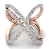 0.75 Ct Multi Row Diamond Cocktail Knuckle Ring 18K Gold (G,VS) - Rose Gold