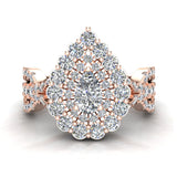 Pear shape diamond Engagement Rings 14K Gold 2.10 carat-I,I1 - Rose Gold