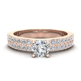 Two-Row Diamond Engagement Rings 14K Gold 1.18 carat I1 Glitz Design - Rose Gold