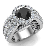 4.84 ct Black Diamond Fashion Diamond Ring Halo Style 14k Gold-I,I1 - White Gold