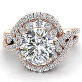 2.33 Ct Twirl Diamond Engagement Ring with Channel Set Diamonds 14K Gold G,SI - Rose Gold