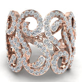 1.27 Ct Fashion Band Filigree Diamond Cocktail Ring 14K Gold-G,SI - Rose Gold