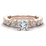 Milgrain Engagement Ring Round Brilliant Diamond 18K Gold 0.75-ct VS - Rose Gold