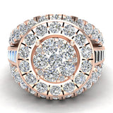 2.50 ct tw Cluster Diamond Wedding Ring Set with Bands 14K Gold Glitz Design (G,SI) - Rose Gold