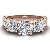 Diamond Engagement Ring 1.75 ct Past Present Future Style 14K Gold-G,SI - Rose Gold
