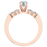 Diamond Engagement Ring Shoulder Accent Diamonds 14K Gold-G,VS1 - Rose Gold