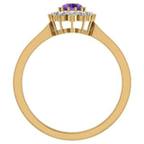 February Birthstone Amethyst Oval 14K Gold Diamond Ring 0.80 ct tw - Rose Gold