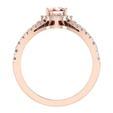 1.70 Ct Pear Cut Pink Morganite Halo Diamond Wedding Ring Set 14K Gold-I,I1 - Rose Gold