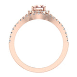 1.92 Ct Wedding Ring Set Solitaire Enhancer Look Bands Pear Morganite 14K Gold-I,I1 - Rose Gold