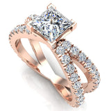 Princess cut Diamond Engagement Rings 18K Gold Split Shank 1.75 cttw - Rose Gold